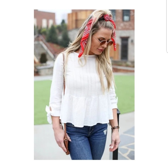 Meagan Tie-Sleeve peplum top - Picture 1 of 2